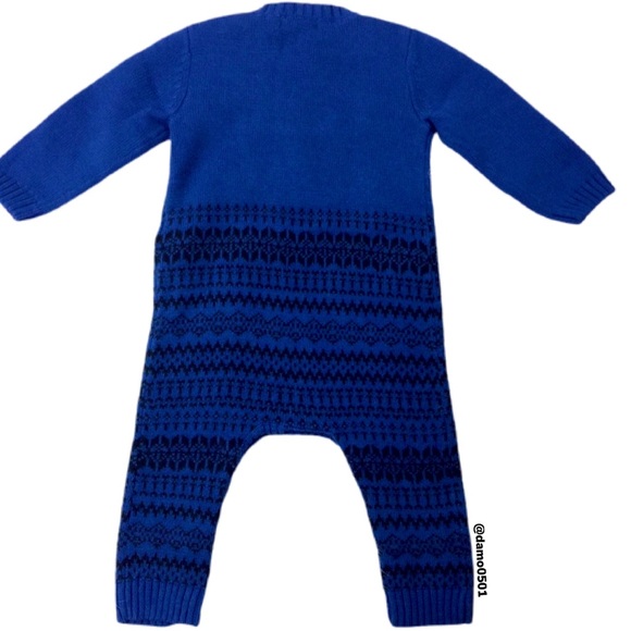 NWT Joe Fresh Baby Boys Bear Sweater Button Romper - Picture 6 of 10